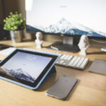 Clean Wooden Workspace Desk Setup